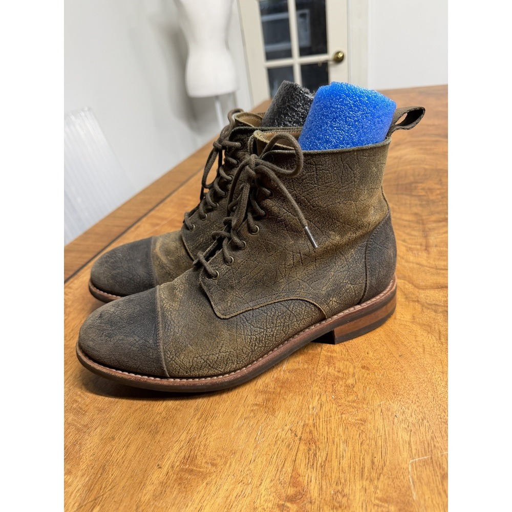 Taft Men's 8 Dragon Brown Distressed Nubuck Leather Cap Toe Boots European Made